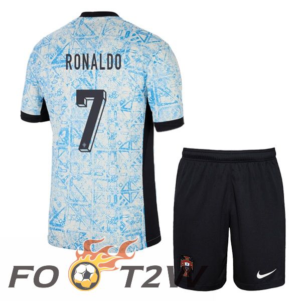 Maillot Equipe Portugal (RONALDO 7) Enfant Exterieur Bleu Blanc 2024/2025