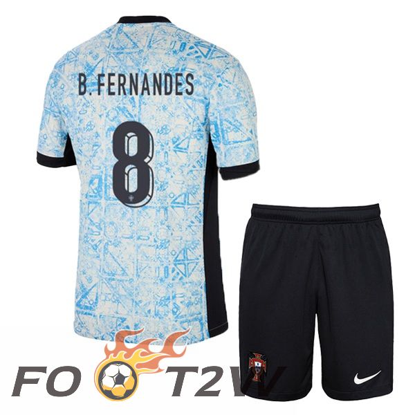 Maillot Equipe Portugal (B. FERNANDES 8) Enfant Exterieur Bleu Blanc 2024/2025