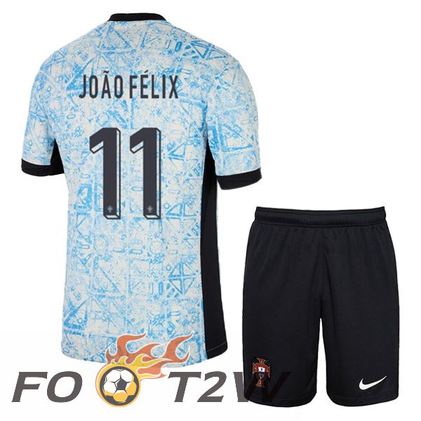 Maillot Equipe Portugal (JOÃO FÉLIX 11) Enfant Exterieur Bleu Blanc 2024/2025