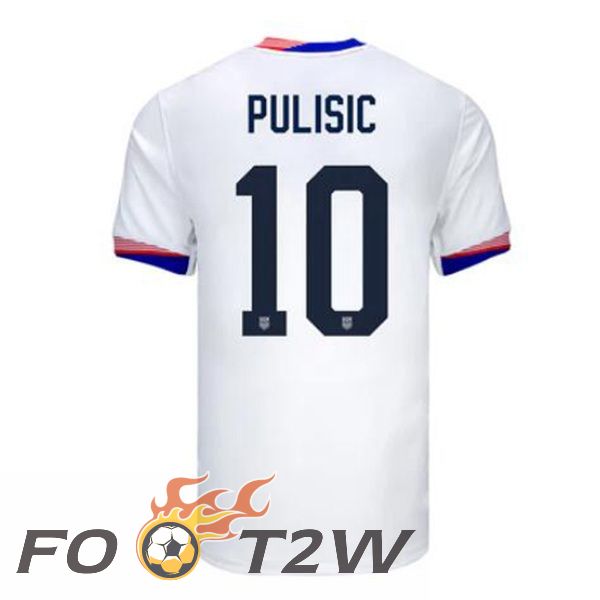 Maillot Equipe Etats-Unis (Pulisic 10) Domicile Blanc 2024/2025