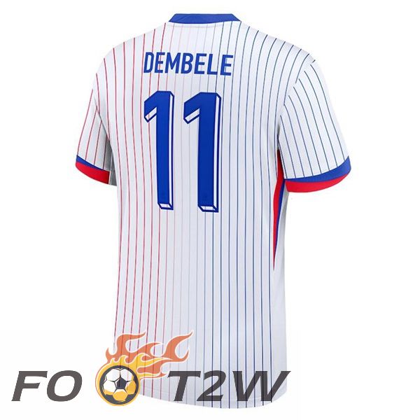 Maillot Equipe France (DEMBELE 11) Exterieur Blanc 2024/2025