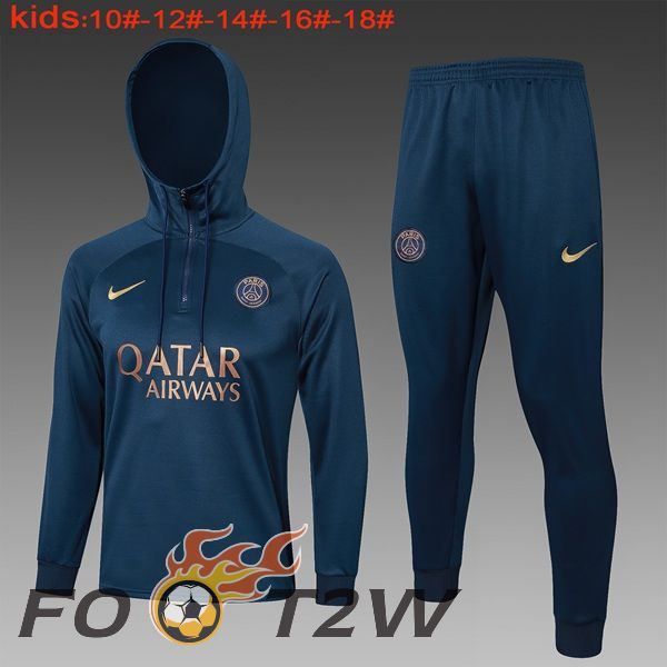 Survetement Veste A Capuche Paris PSG Enfant Bleu Royal 2024/2025