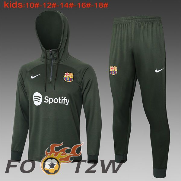 Survetement Veste A Capuche FC Barcelone Enfant Vert 2024/2025