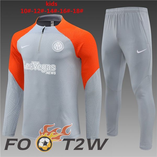 Ensemble Survetement De Foot Inter Milan Enfant Gris Orange 2024/2025