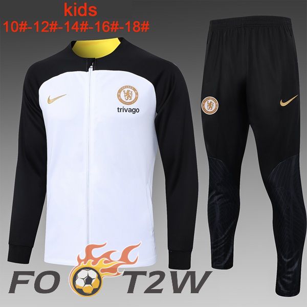 Ensemble Veste Survetement Foot FC Chelsea Enfant Blanc 2024/2025