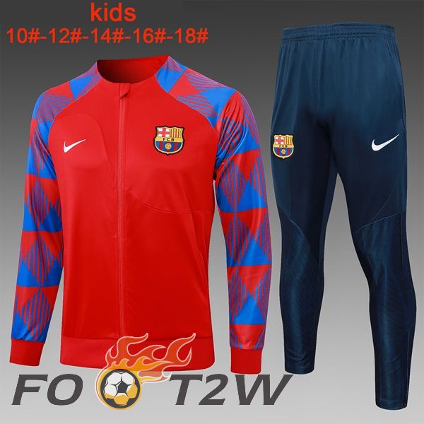 Ensemble Veste Survetement Foot FC Barcelone Enfant Rouge 2024/2025