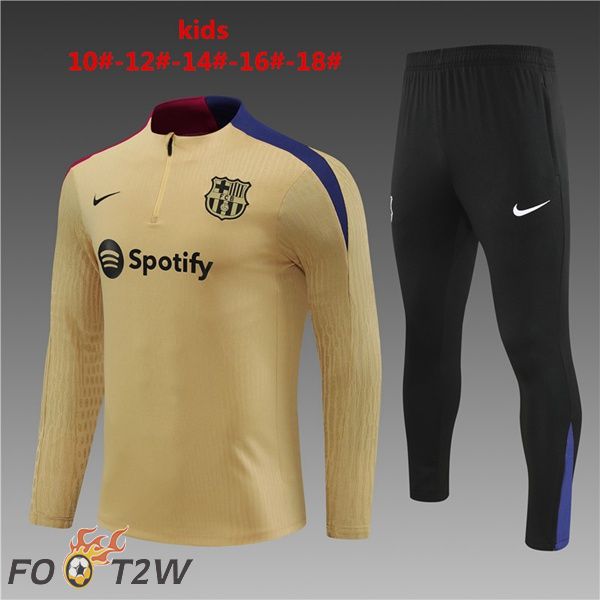 Ensemble Survetement De Foot FC Barcelone Enfant Jaune 2024/2025