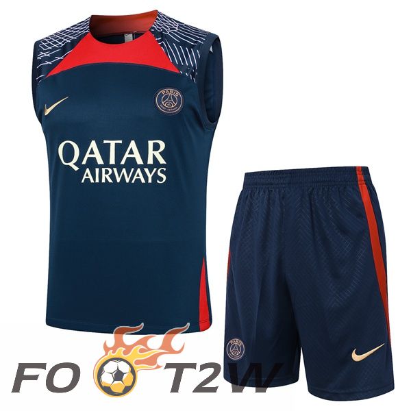 Gilet Foot Paris PSG + Shorts Bleu Royal 2024/2025