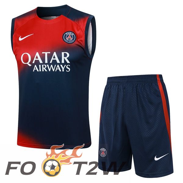 Gilet Foot Paris PSG + Shorts Bleu Royal Rouge 2024/2025