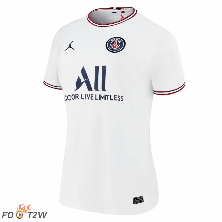 Maillot de Foot Jordan Paris PSG Femme Quatrieme Blanc 2021/2022