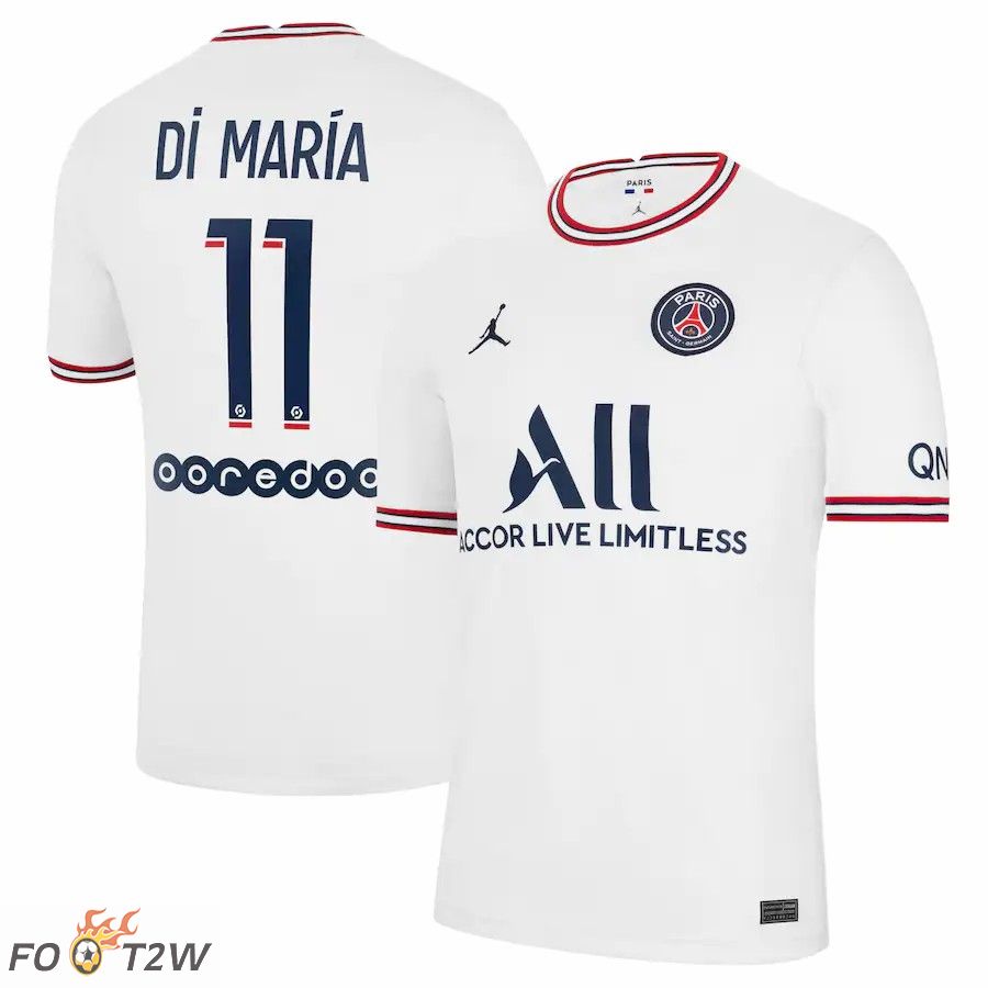 Maillot de Foot Jordan Paris PSG (Di Maria 11) Quatrieme Blanc 2021/2022