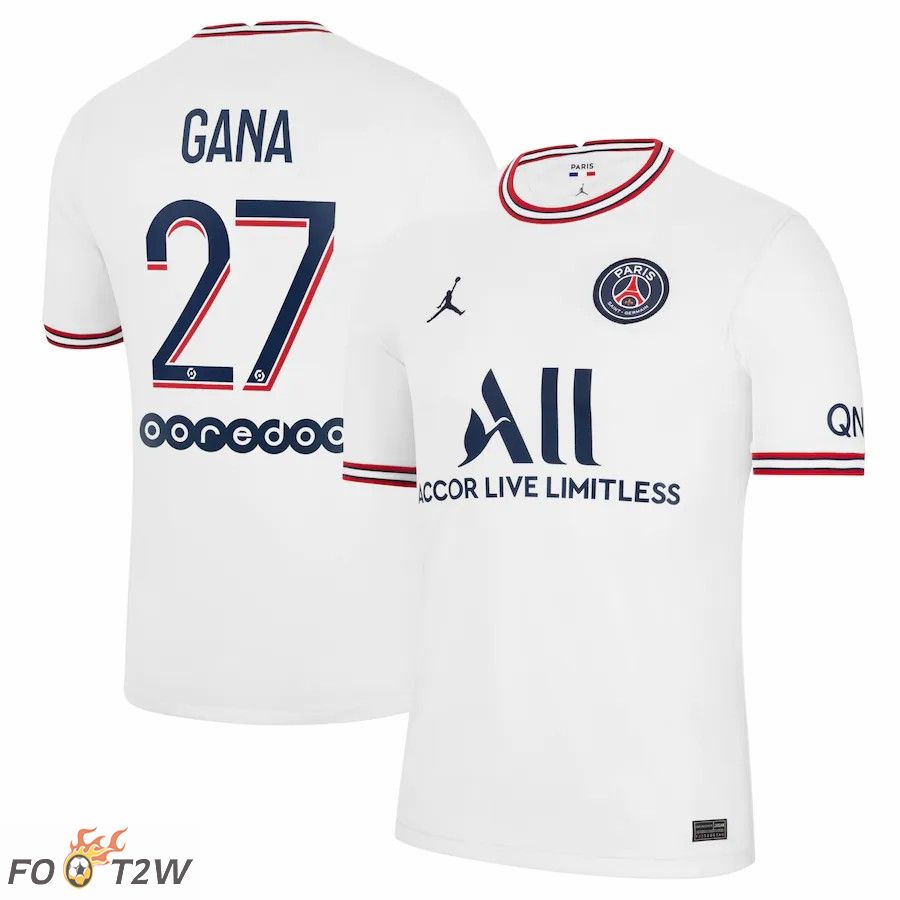 Maillot de Foot Jordan Paris PSG (Gana 27) Quatrieme Blanc 2021/2022