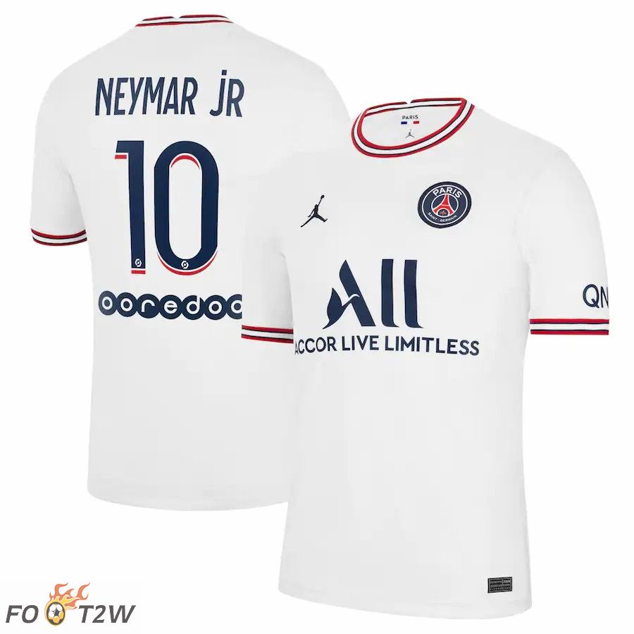 Maillot de Foot Jordan Paris PSG (Neymar Jr 10) Femme Quatrieme Blanc 2021/2022