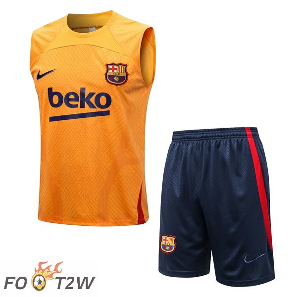 Gilet De Foot FC Barcelone + Shorts Orange 2022/2023