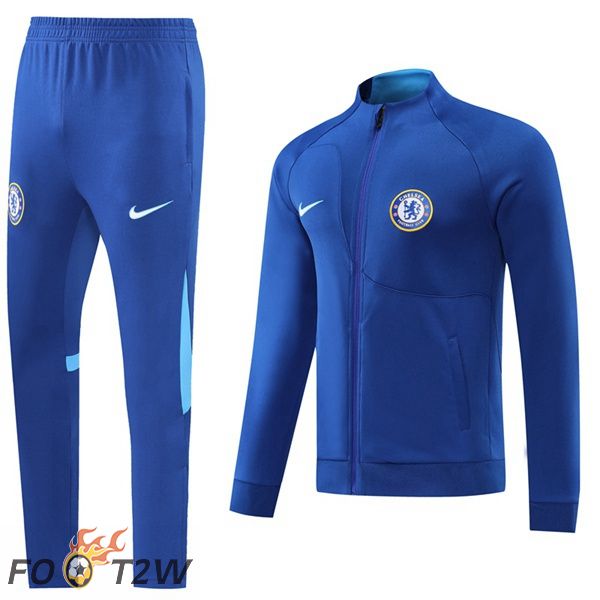 Ensemble Veste Survetement de Foot FC Chelsea Bleu 22/23