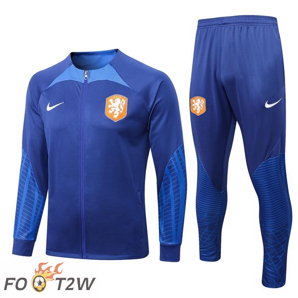 Ensemble Veste Survetement de Foot Pays-Bas Bleu 22/23