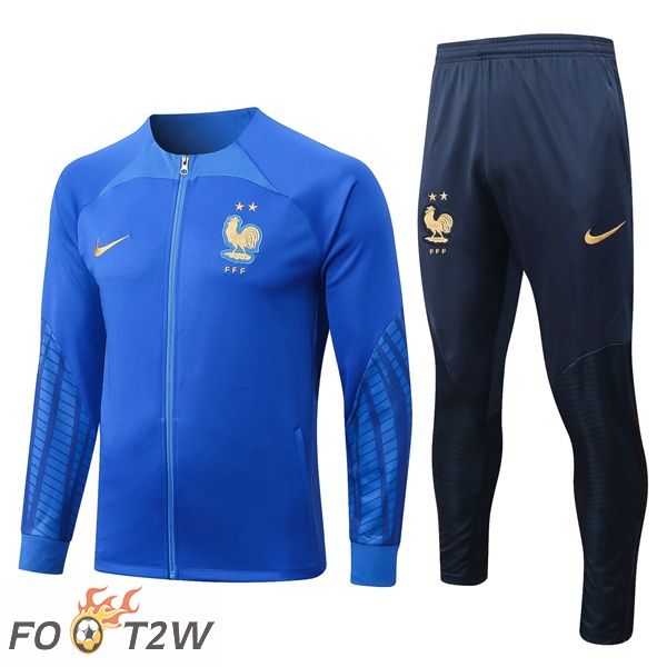 Ensemble Veste Survetement de Foot France Bleu 22/23