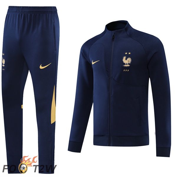 Ensemble Veste Survetement de Foot France Bleu Royal 22/23