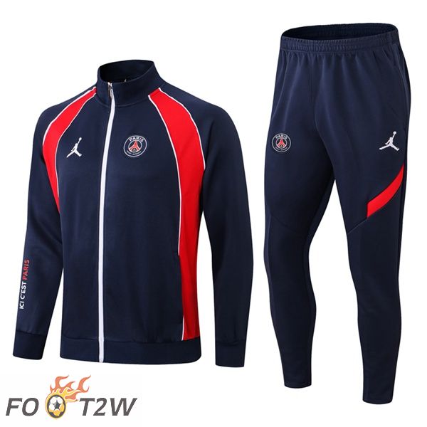 Ensemble Survetement de Foot - Veste Paris PSG Bleu Royal Rouge 2022/2023