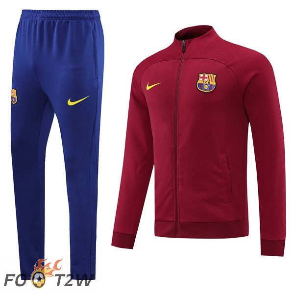 Ensemble Veste Survetement de Foot FC Barcelone Rouge 2022/2023