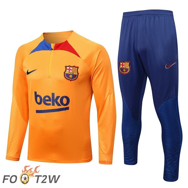 Ensemble Survetement de Foot FC Barcelone Orange 2022/2023