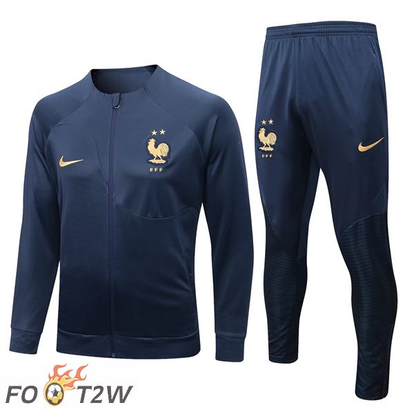 Ensemble Veste Survetement de Foot France Bleu Royal 2022/2023