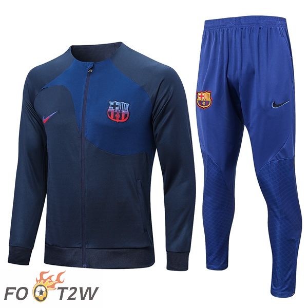 Ensemble Veste Survetement de Foot FC Barcelone Bleu Royal 2022/2023