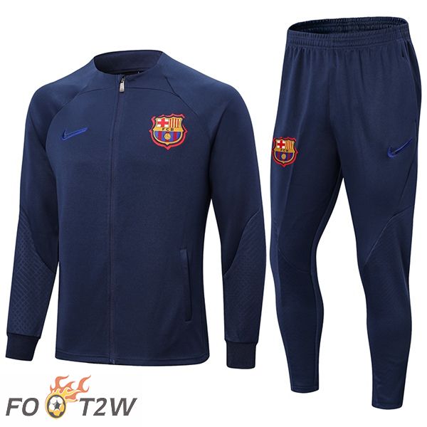 Ensemble Veste Survetement de Foot FC Barcelone Bleu Royal 2022/2023