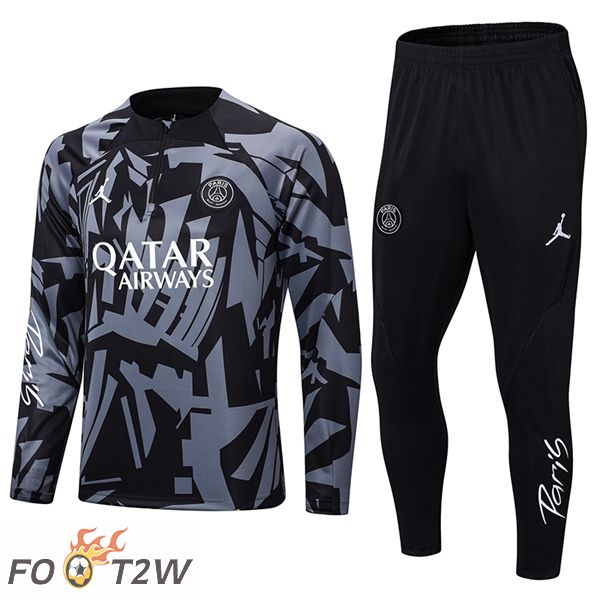 Ensemble Survetement De Foot FC Barcelone Noir Gris 2022/2023