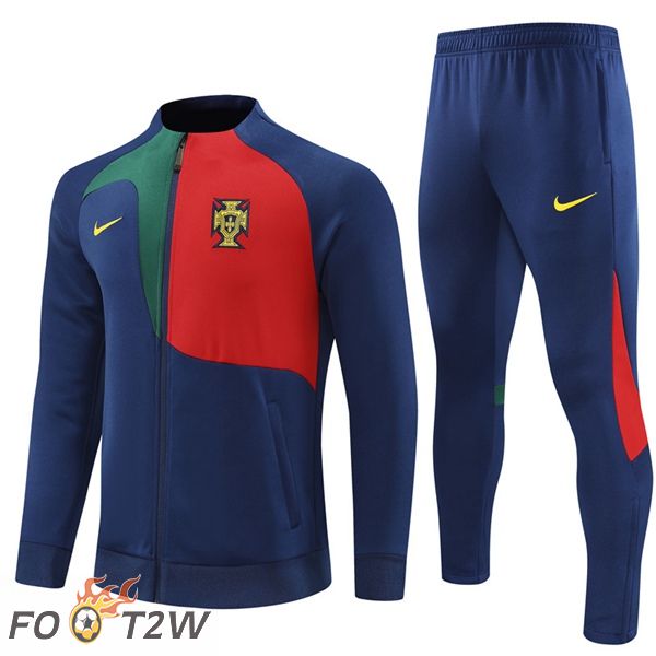 Ensemble Veste Survetement de Foot Portugal Bleu Royal 2022/2023