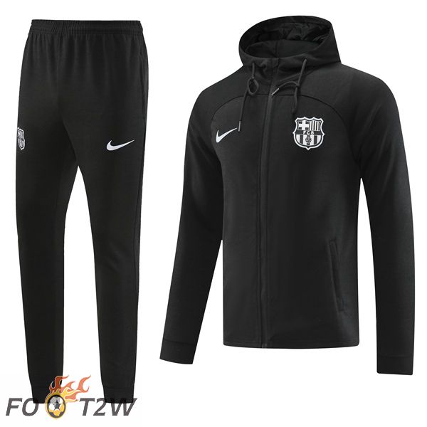 Ensemble Survetement Veste A Capuche FC Barcelone Noir 2022/2023