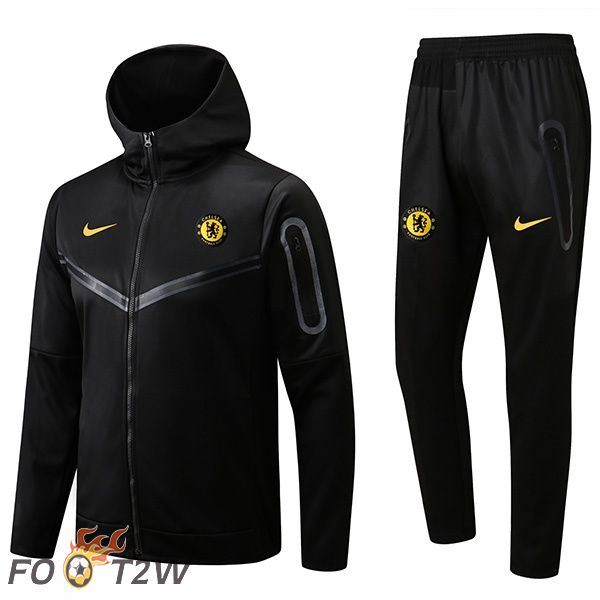 Veste A Capuche Survetement Foot FC Chelsea Noir 2022/2023