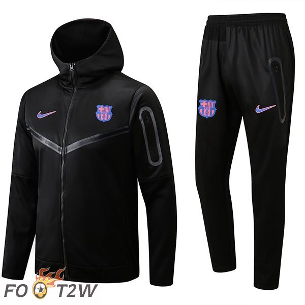 Veste A Capuche Survetement Foot FC Barcelone Noir 2022/2023