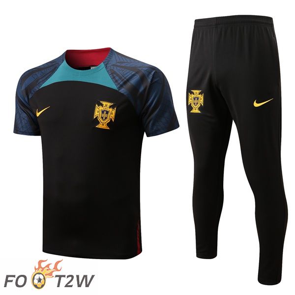 Ensemble Training T-Shirts Portugal + Pantalon Noir 2022/2023