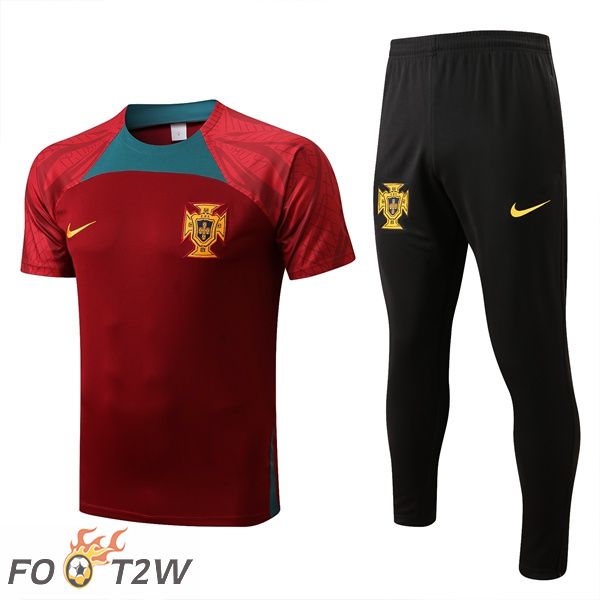 Ensemble Training T-Shirts Portugal + Pantalon Rouge 2022/2023