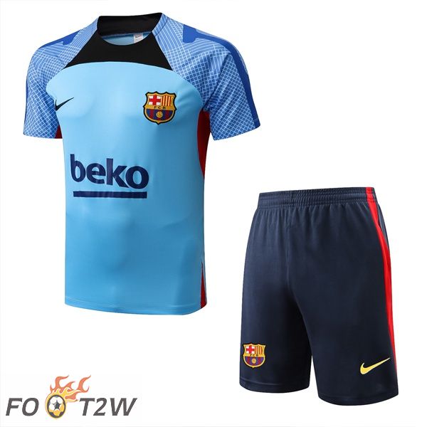 Training T-Shirts FC Barcelone + Shorts Bleu 22/23