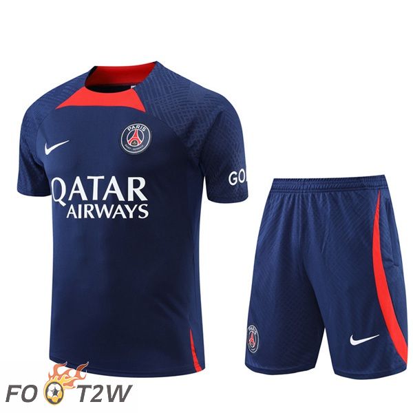 Ensemble Training T-Shirts Paris PSG + Short Bleu Royal 2022/2023