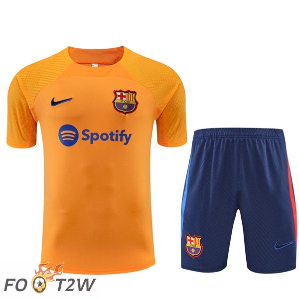 Ensemble Training T-Shirts FC Barcelone + Short Orange 2022/2023