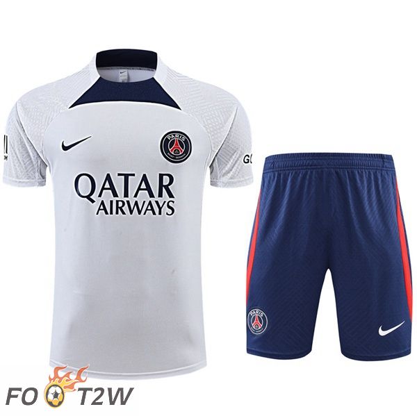 Training T-Shirts Paris PSG + Shorts Blanc 2022/2023