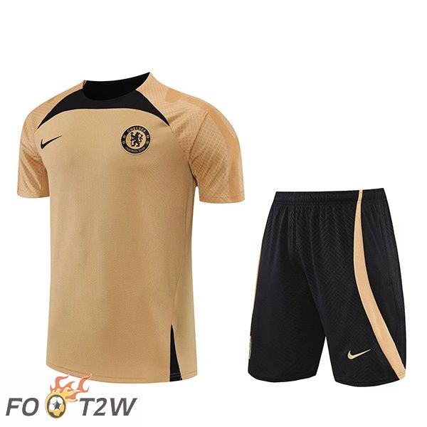 Ensemble Training T-Shirts FC Chelsea + Shorts Jaune 2022/2023