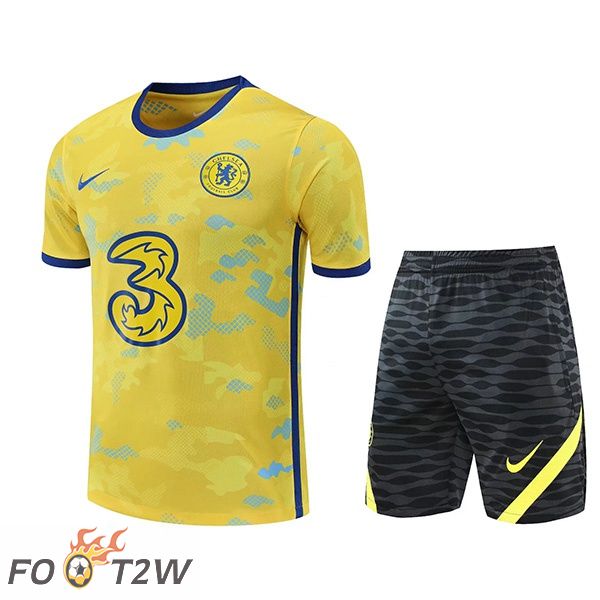 Ensemble Training T-Shirts FC Chelsea + Shorts Jaune 2022/2023