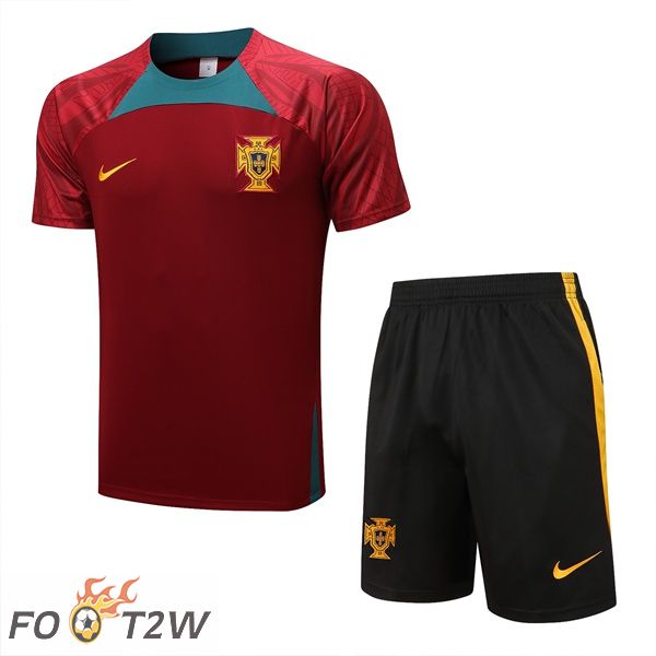 Ensemble Training T-Shirts Portugal + Shorts Noir 2022/2023