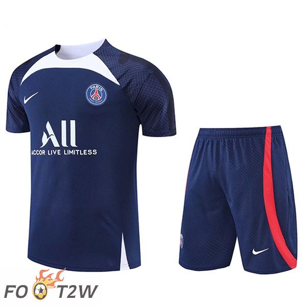 Ensemble Training T-Shirts Paris PSG + Shorts Bleu Royal 2022/2023