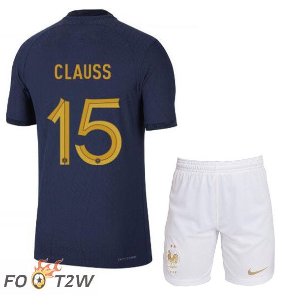 Maillots Equipe De France (CLAUSS 15) Enfant Domicile Bleu Royal Coupe du monde 2022