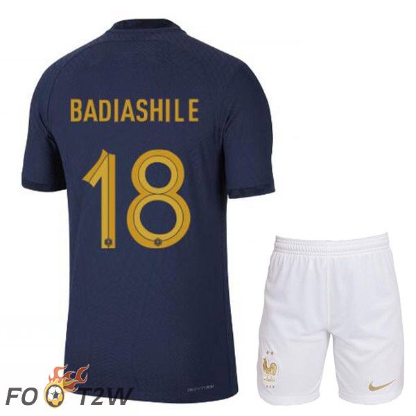 Maillots Equipe De France (BADIASHILE 18) Enfant Domicile Bleu Royal Coupe du monde 2022