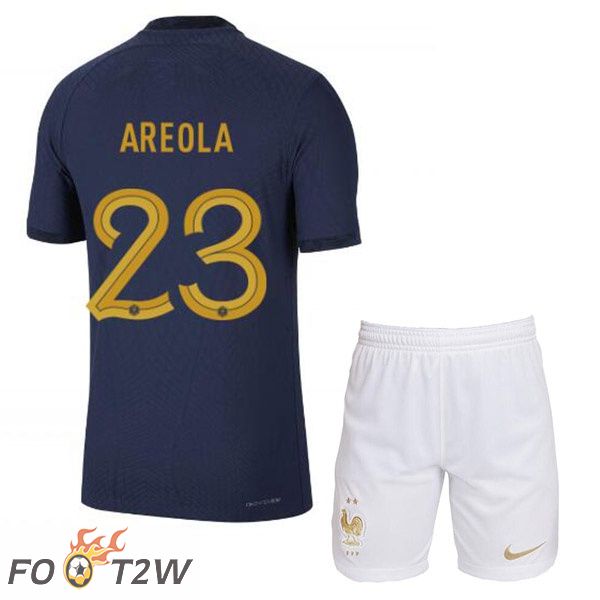 Maillots Equipe De France (AREOLA 23) Enfant Domicile Bleu Royal Coupe du monde 2022