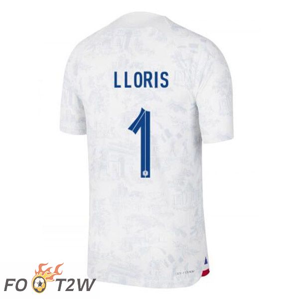 Maillots Equipe De France (LLORIS 1) Exterieur Blanc Coupe du monde 2022