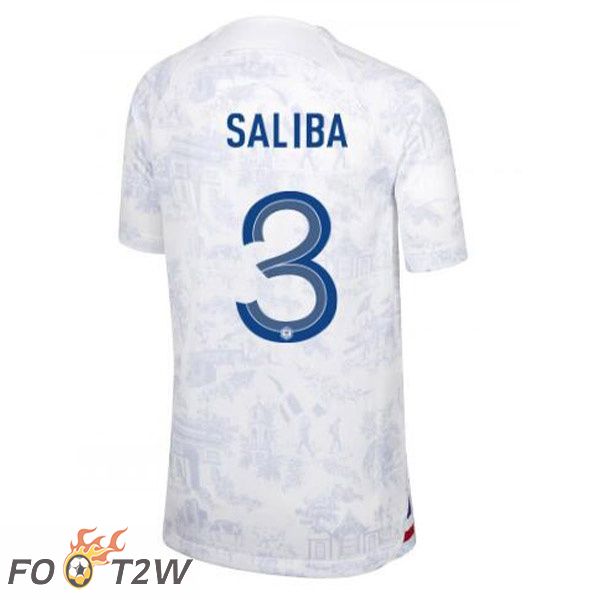 Maillots Equipe De France (SALIBA 3) Exterieur Blanc Coupe du monde 2022