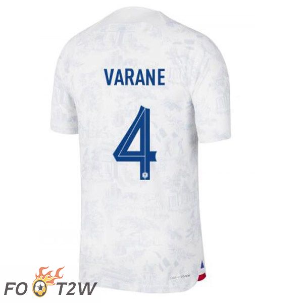 Maillots Equipe De France (VARANE 4) Exterieur Blanc Coupe du monde 2022