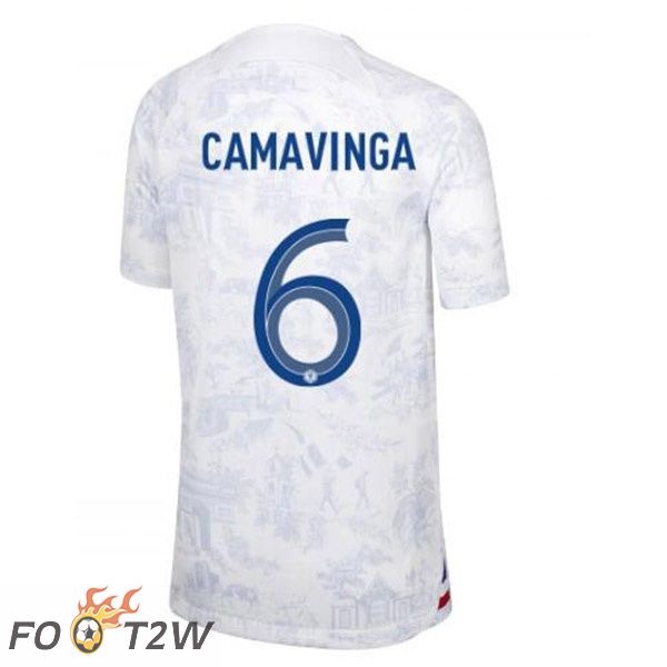 Maillots Equipe De France (CAMAVINGA 6) Exterieur Blanc Coupe du monde 2022